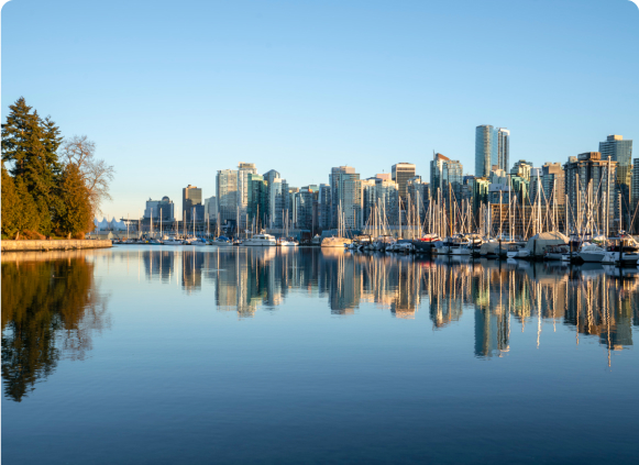 A panoramic view of a city skyline with towering buildings, highlighting the architectural diversity of the urban landscape.